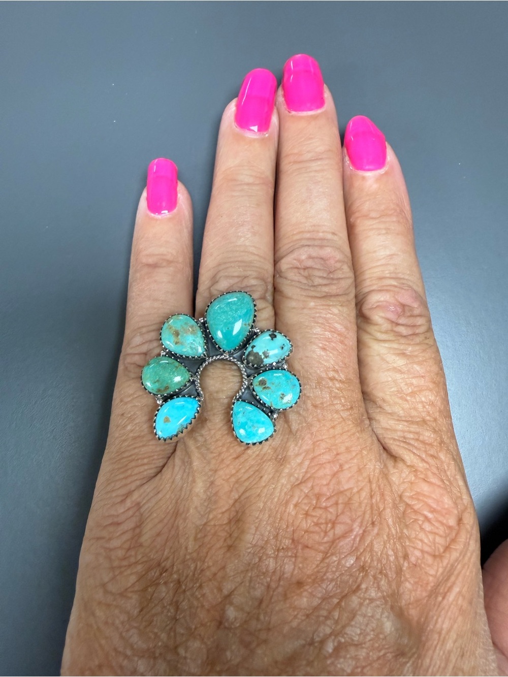 Kingman Turquoise Naja Cluster Statement Ring -